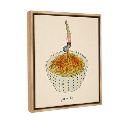 " Swimmer With Pasta Bowl Floater Frame " by Victoria Barnes