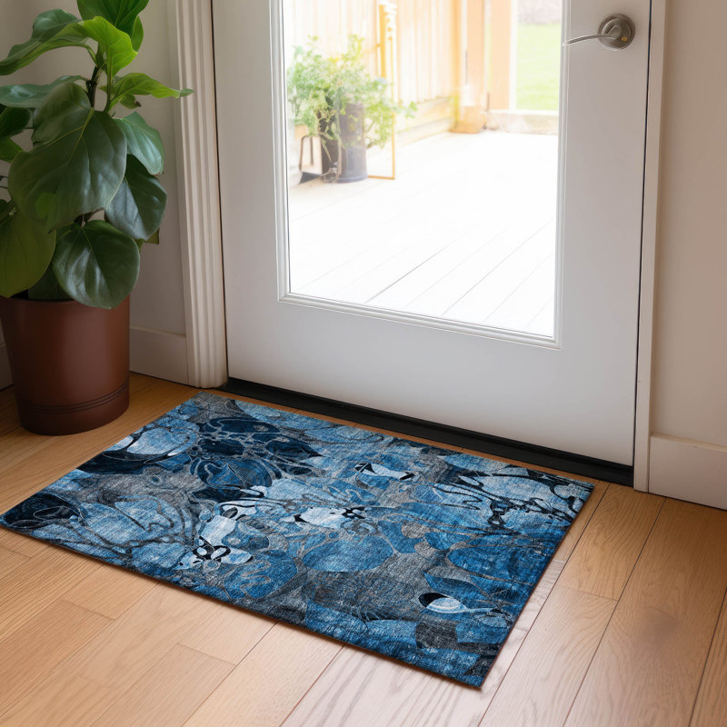 Altair Synthetic Floral Indoor / Outdoor Rug, Rectangle 1'8" x 2'6"