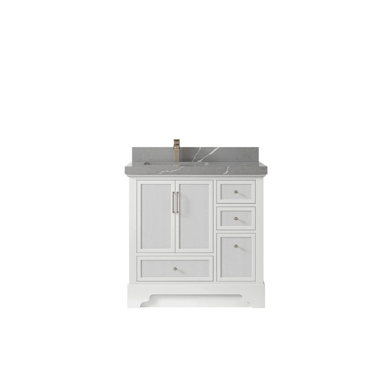 Ensemble de meuble-lavabo simple 36 po Alys, Gris Piatra