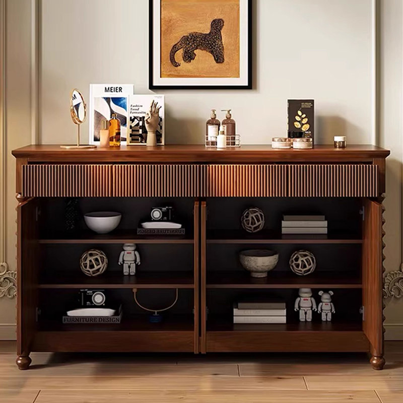 Retro Nut-Brown Solid Wood Sideboard