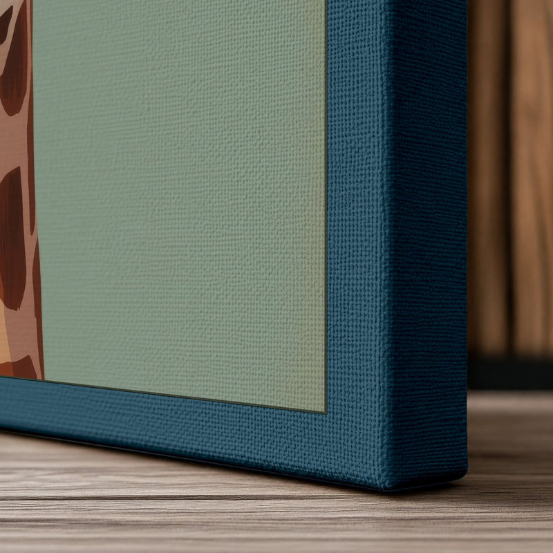 Giraffe Portrait Modern - Wrapped Canvas, 24x16 - 61.0 x 40.6 cm, Teal Border