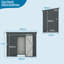 235 X 117 X 185Cm Outdoor Storage Shed Garden Tool House W/2 Doors-Grey