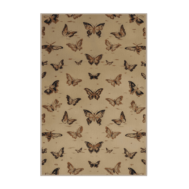 Tapis beige français lavable à la machine, Rectangle 4 pi x 6 pi