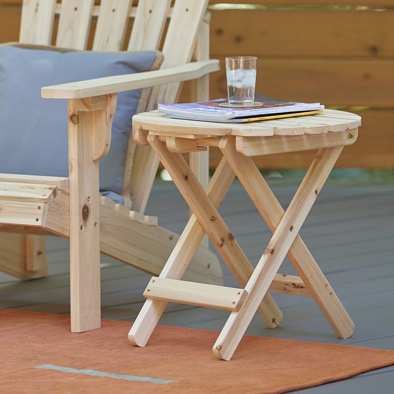 Brently Assembled Folding Round Outdoor Side Table, Natural