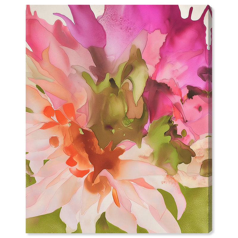 Impression sur toile «Vibrant Fluidité Floral III» par Art Remedy, H 24 po x l 20 po, Toile tendue avec châssis
