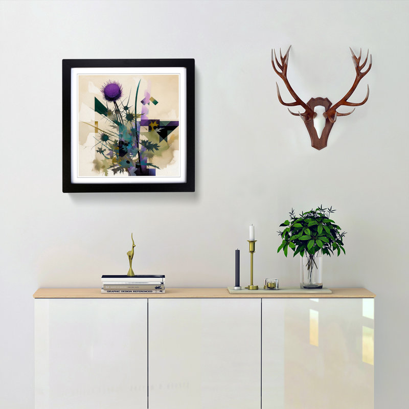 Thistle Suprematism No.1 - Framed Print, Black