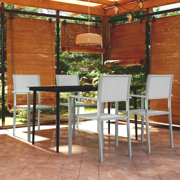 Rosalind Wheeler 5 Piece Garden Dining Set Black, 1 Table, 4 Chair ...