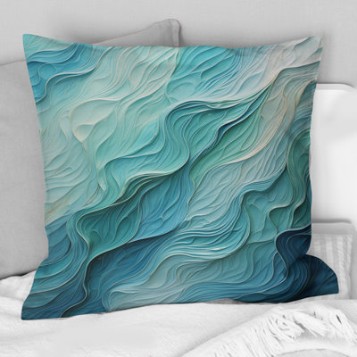 Coussin décoratif bleu turquoise et blanc Serenity Swirl I