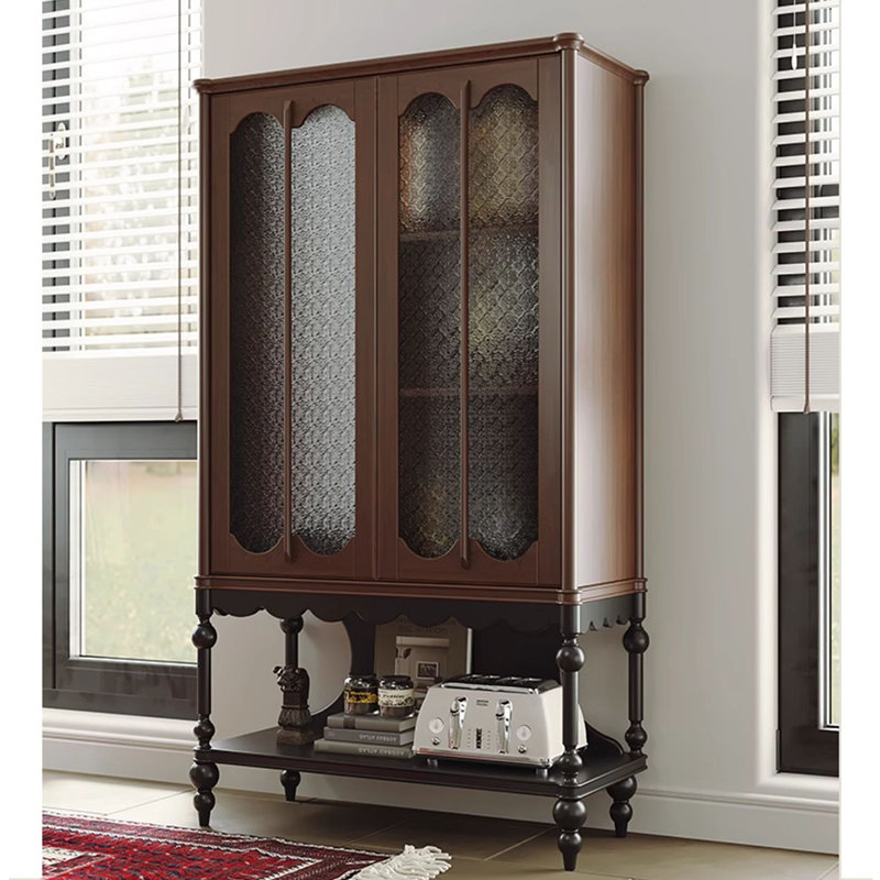 Bibliothèque française de style rétro, (4 tablettes) H 62,2 po x l 34,65 po x P 15,75 po, Brown/Black
