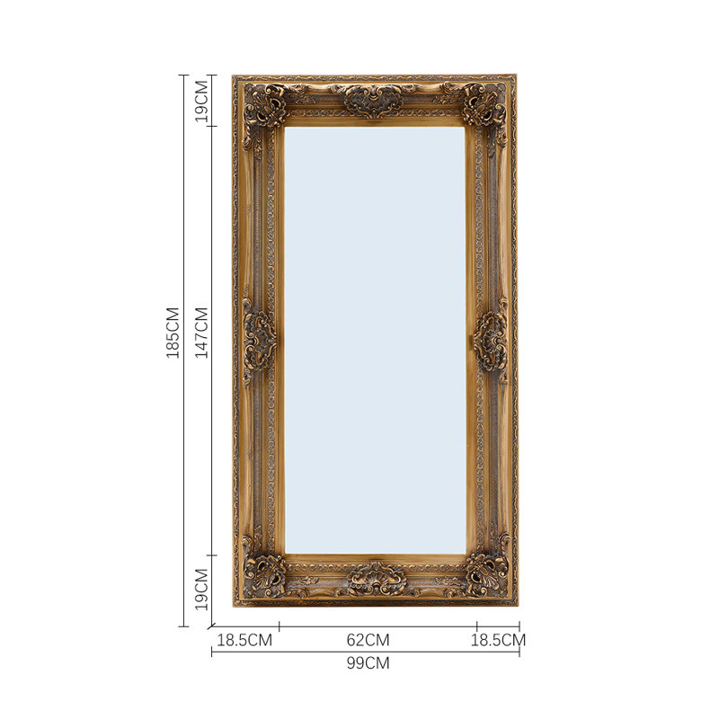Dunmurry Solid Wood Arch Wall Mirror, 185cm H x 99cm W, Gold