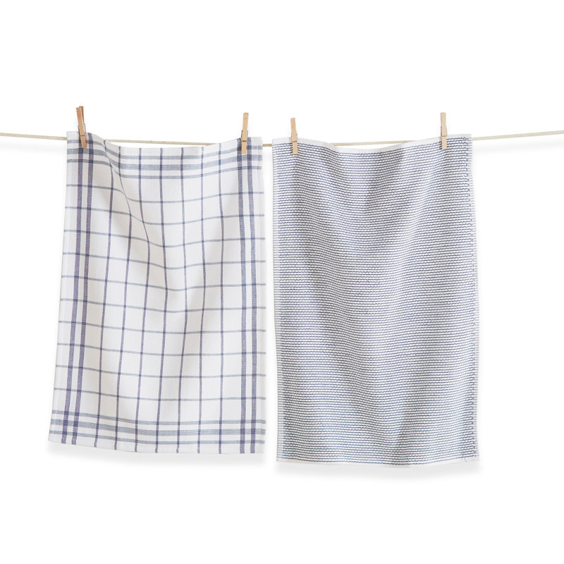 Cotton Plaid Waffle Tea Towel Kitchen Towel, Blue