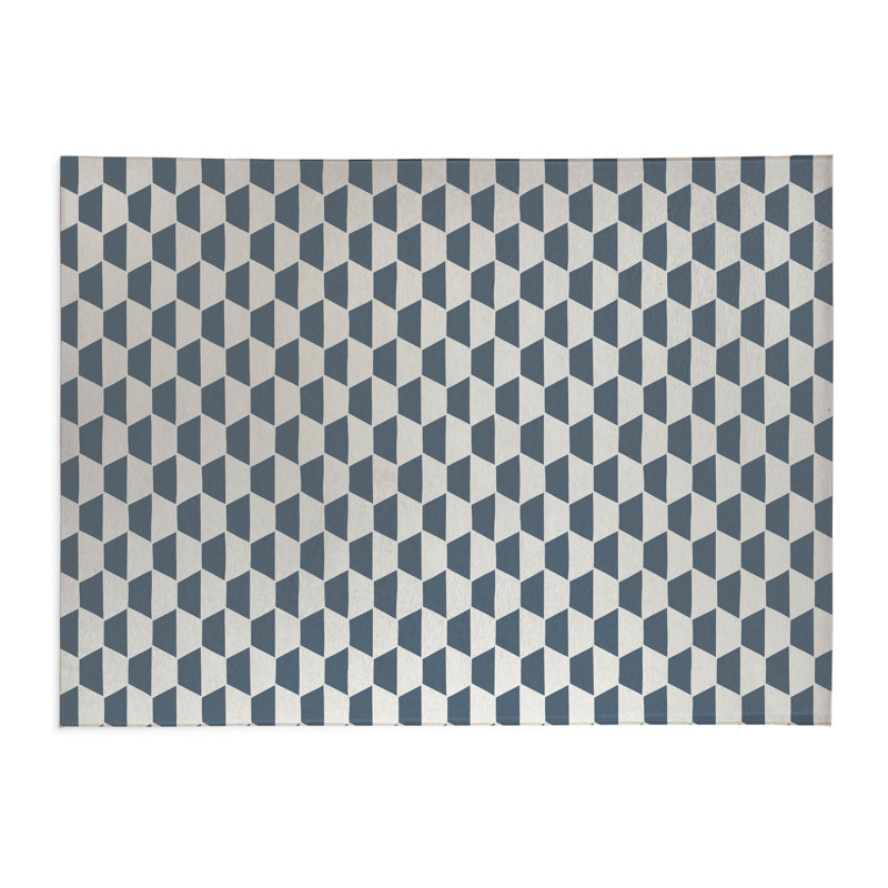 Tapis de cuisine anti-dérapant léger Hex, Bleu, Rectangle 4pi x 6 pi