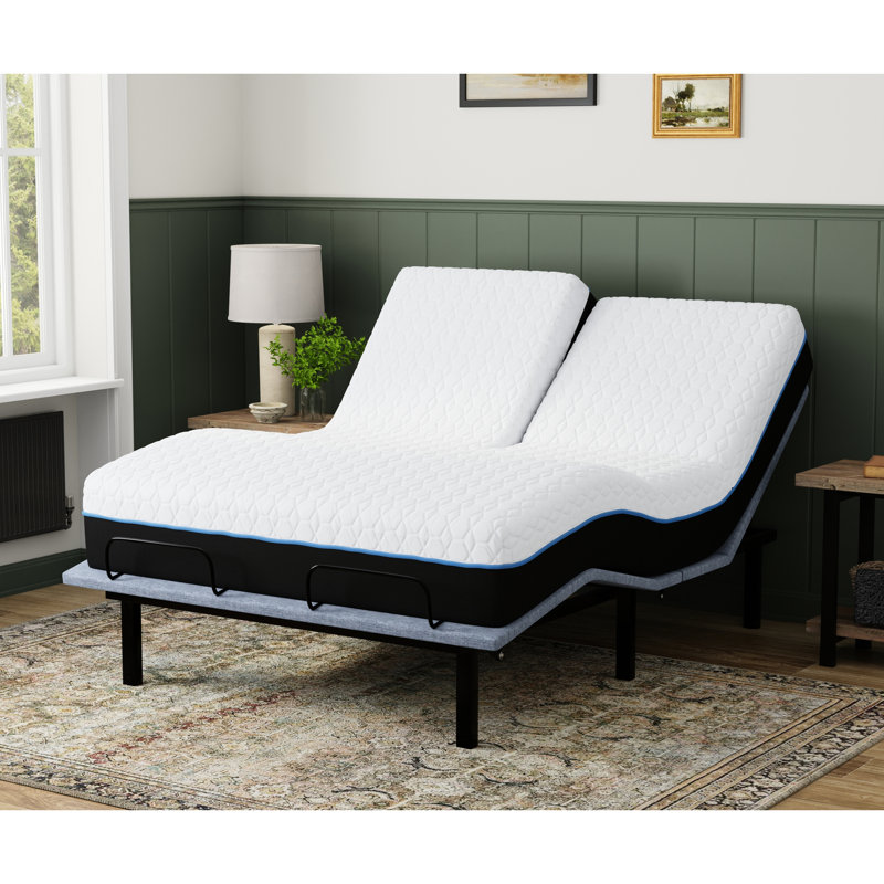 Grand matelas à plateau divisé avec gel 2,5 po et couches de mousse en tissu rafraîchissant, Queen