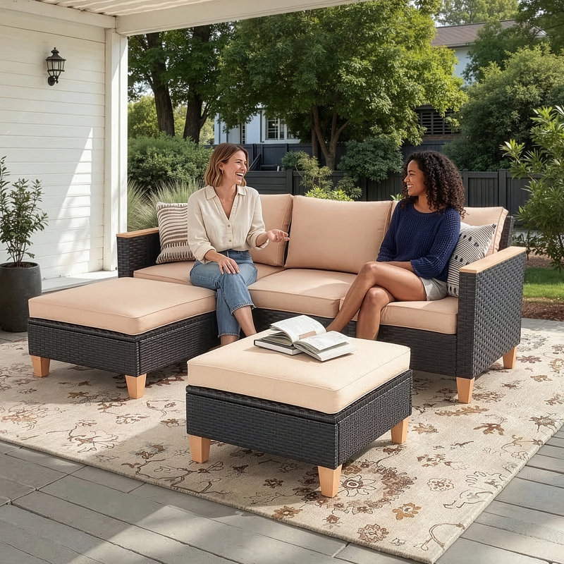 Ensemble de conversation modulaire pour 4 personnes avec coussins