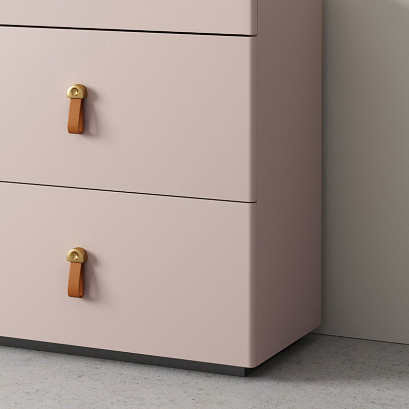 Zyannah High-quality Modern Nightstand,Glass Top, Pale Pink