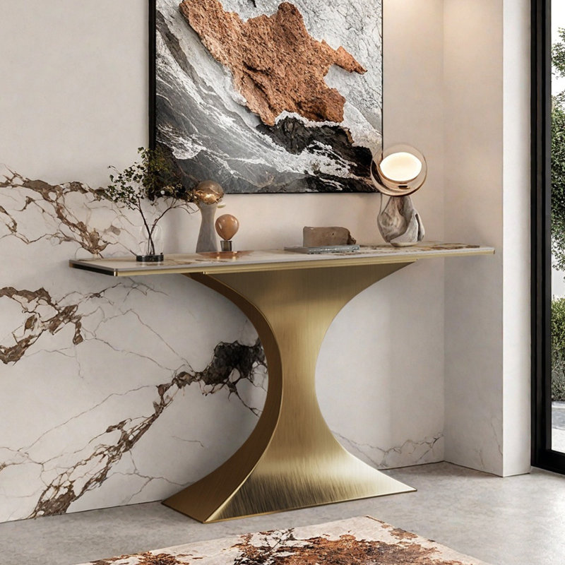 Console Nordic Creative, Or champagne, H 33,46 po x l 59,05 po x P 13,78 po