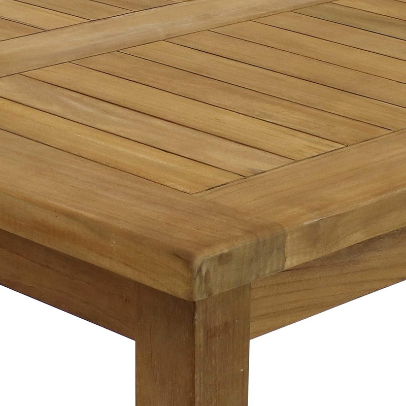 Table de salle à manger d'extérieur en teck massif - bois brun clair