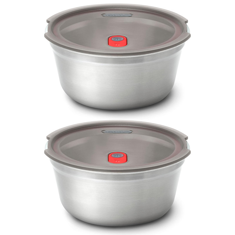 Set of 3 Steel Food Bowl Large 950ml - Grey