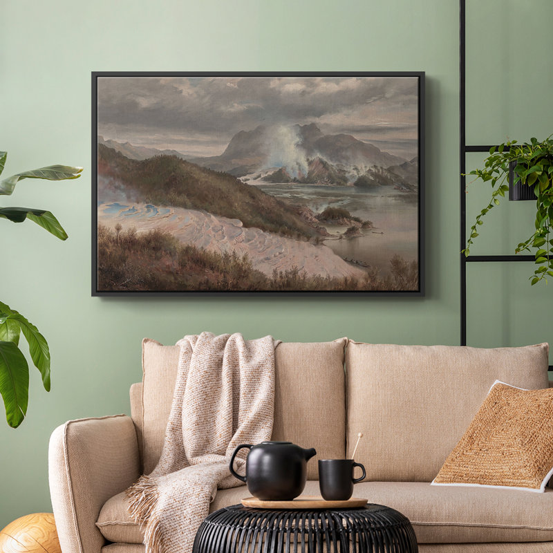 Paysage rétro - CDXCV III, H 17 po x l 25 po x P 2 po, Toile avec cadre flottant noir