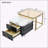 2-in-1 Square Nesting Coffee Table with Wheels & Drawers, Stackable Side Table with High Gloss Marble Grain Top, End Table Set for Living Room