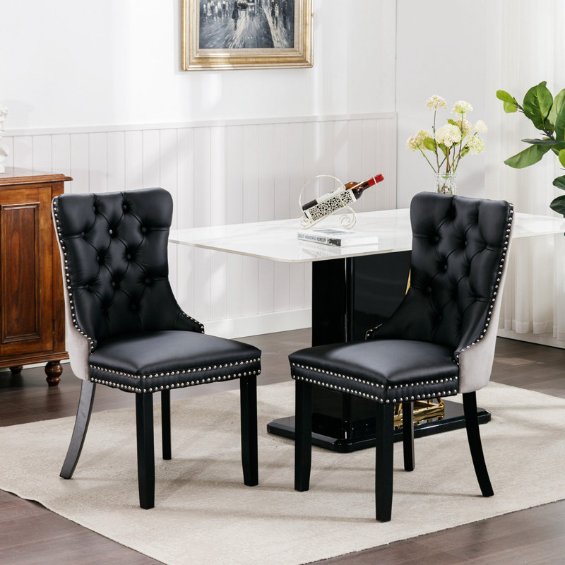 Chaises capitonnées Allena , Noir, Polyuréthane noir / gris, 2