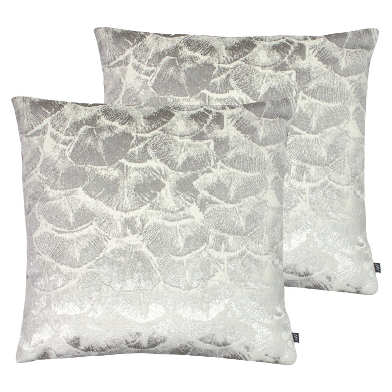 Jaden Geometric Square Cushion, Silver, Polyester