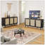 Buffet avec 3 portes en rotin et armoire de rangement moderne pour le salon (grand, noir)-1654400478
