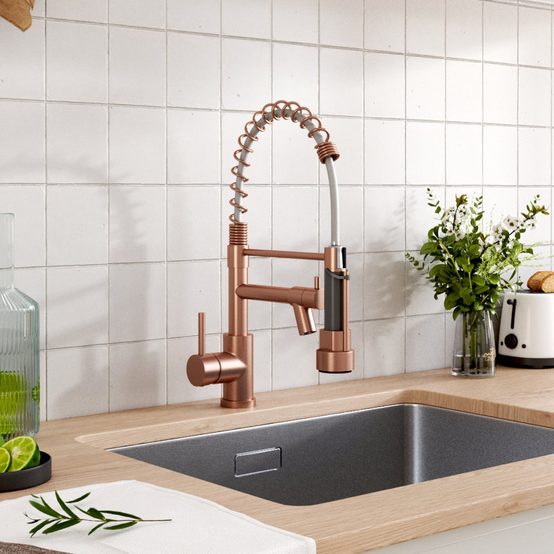 Belfry Kitchen Krokowski Pull Out Kitchen Faucet, Bronze