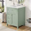 Meuble-lavabo vert de 24 po avec lavabo, panneau de fibres à densité moyenne et fabrication en bois d'hévéa, 3 tiroirs et armoire avec tablettes réglables, conception moderne pour les petites et moyennes salles de bain-126233221