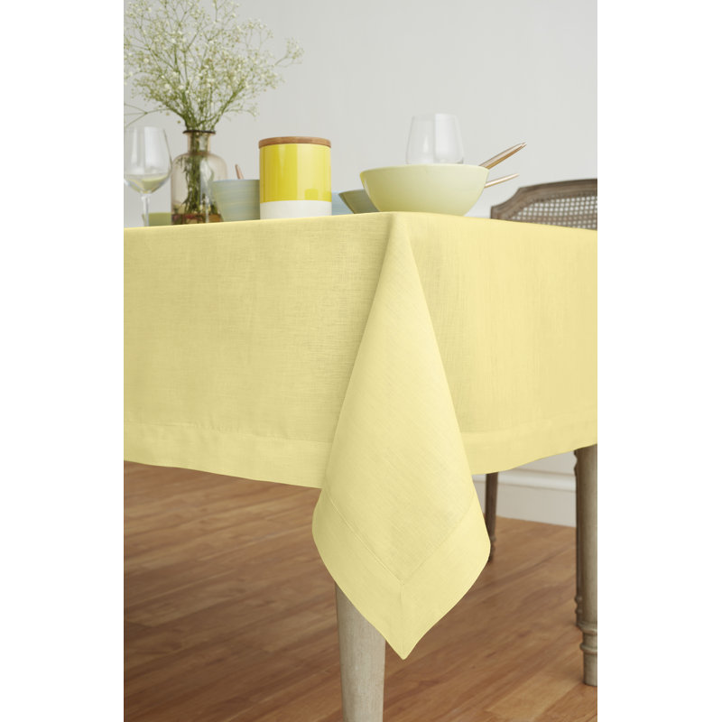 100% Pure Linen Tablecloth -Sorrento Stripe, 132" L x 60" W, Natural/White