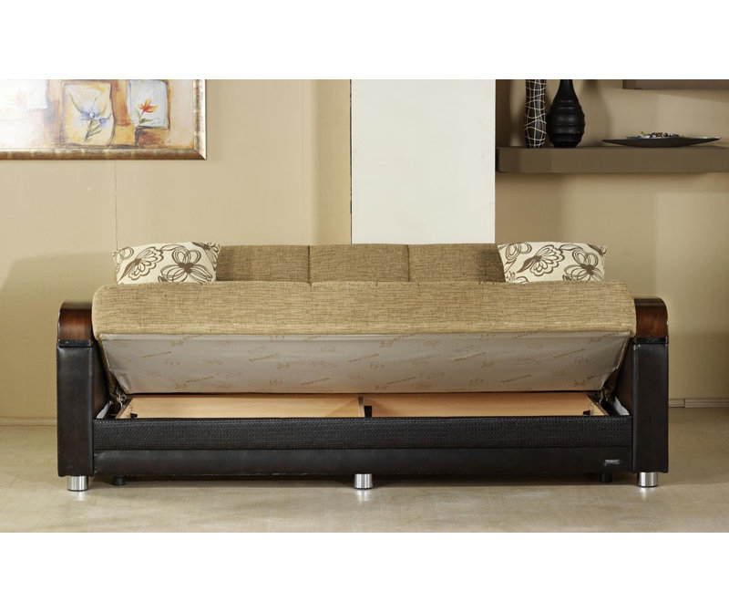 Marzhan Sleeper Sofa Brown, Fulya Brown 100% Polyester