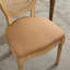 Ensemble de 2 chaises d'appoint de salle à manger, revêtues de lin avec dossier en rotin, structure en bois massif, style français, brun clair
