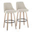 Tabouret de bar clouté 30 po à hauteur fixe avec pieds en bois cintré et repose-pieds rond - ensemble de 2-109576229-109576228