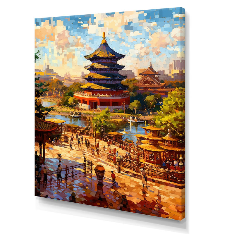 Popart, temple de Pékin, Chine - impression, Toile tendue, H 40 po x l 30 po x P 1,5 po