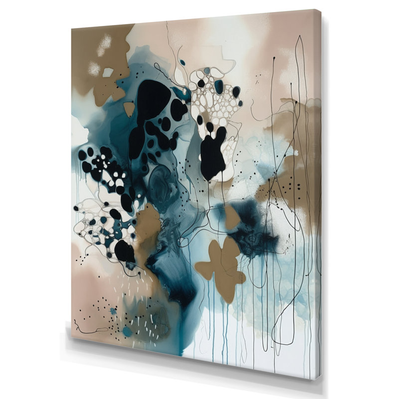 Blue Abstract Reflections III - Art mural abstrait, L 12 po x H 20 po, Toile tendue