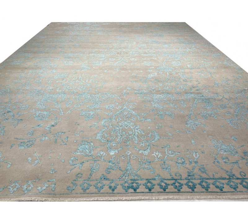 Tapis bleu clair unique 12 pi 3 po x 8 pi 11 po Obinna