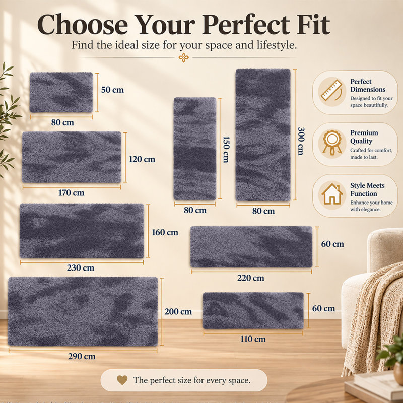 Adela Standard Shag Area Rug, Rectangle 80 x 150 cm