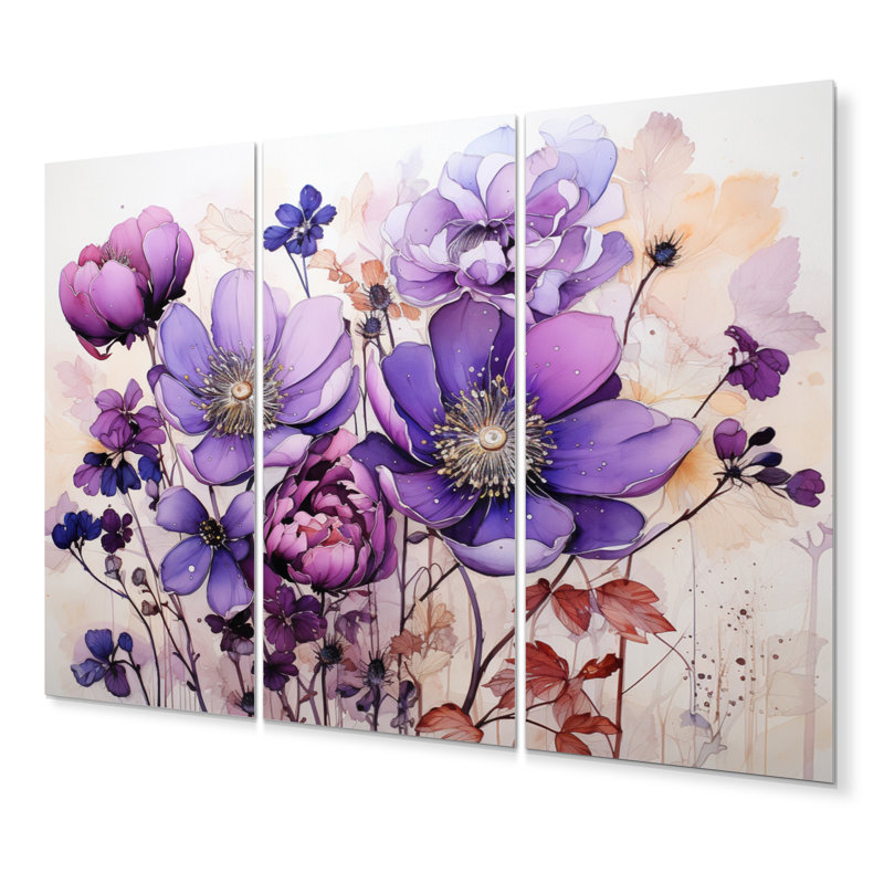 Purple Fauvism Abstract Botanical Rhapsody Abstract Wall Decor on Metal