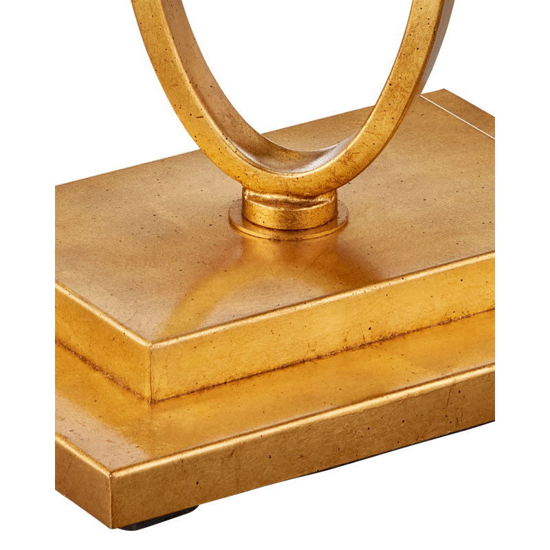 Gold Leaf Antique Mirror Accent Table with Metal Base