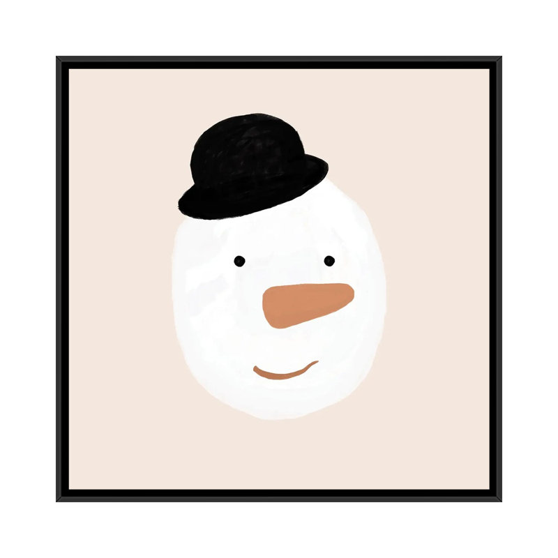« Bonhomme de neige » par Orara studio, reproduction d’art, Toile avec cadre noir, Pas de tapis, H 18 po x l 18 po x 1,5 po