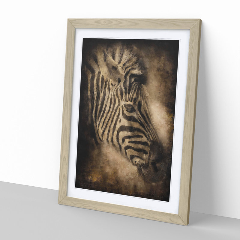 Zebra Vol.5 - Picture Frame Painting, 48cm H x 36cm W x 2cm D, Oak