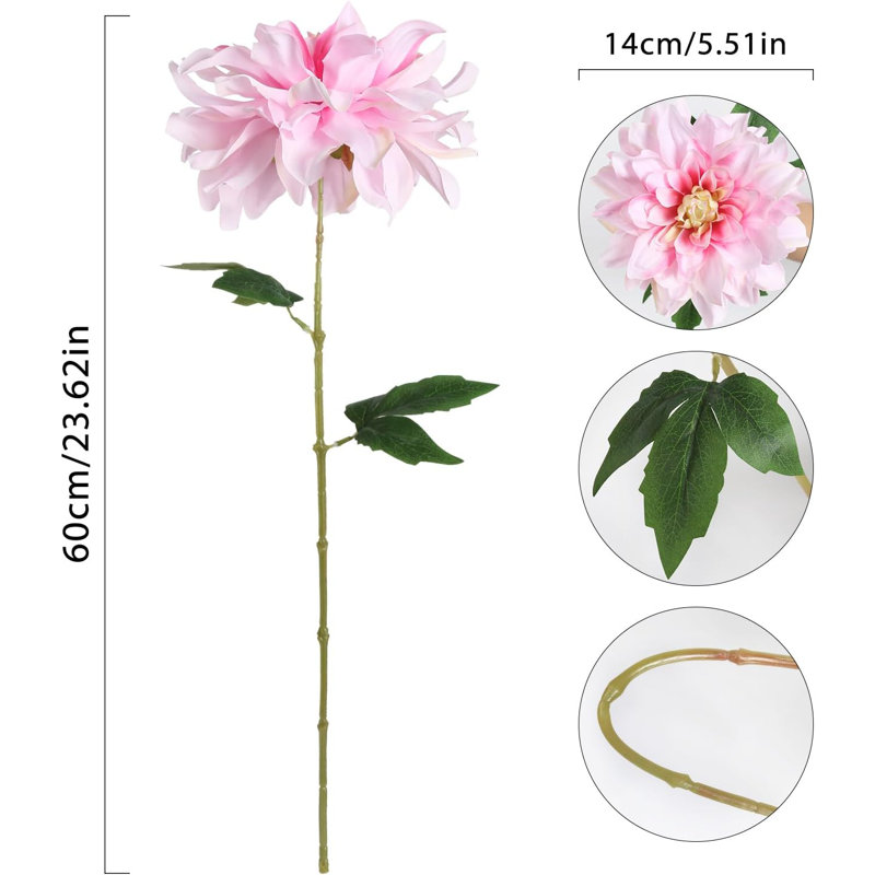 2 Pcs Artificial Dahlia Flowers, Pink