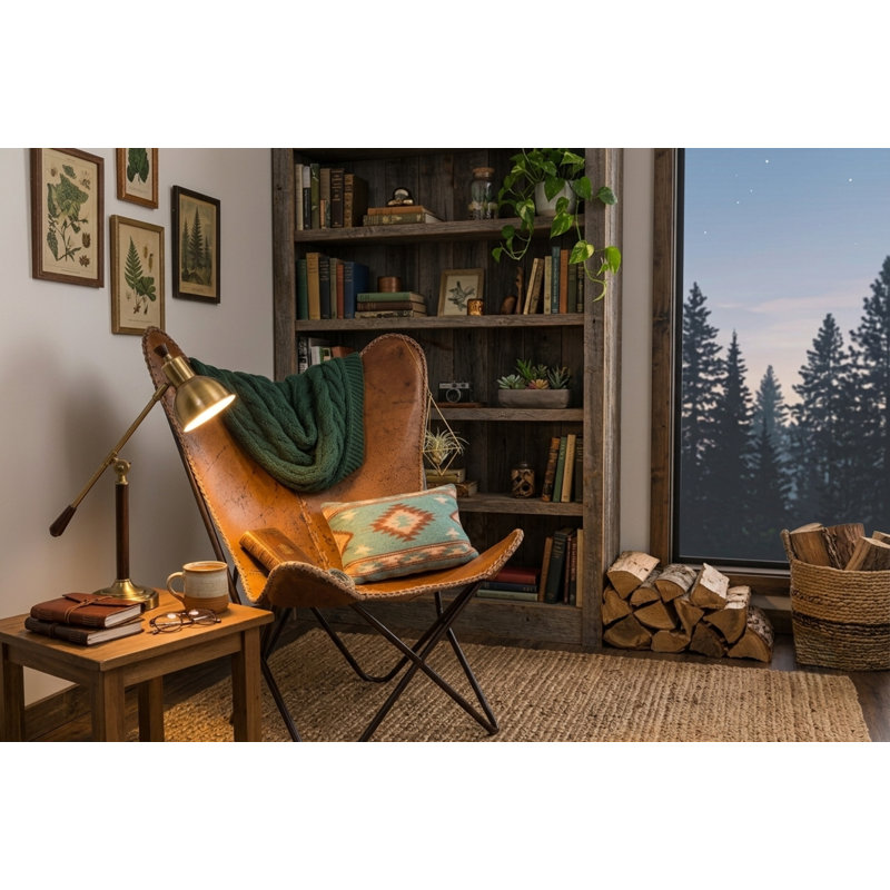 Fauteuil papillon Aadhvika 78,74 cm, Brun