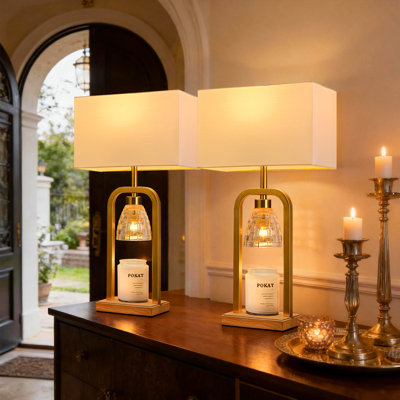 21.5" Industrial-Style Gold Candlestick Lamp for Living Room,Office,and Bedroom (Bulb Included)