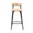 Of 2 Handmade Bar Stools, Paper Rope Seat And Back, Black Metal Frame, Honey Shade, Footrest, 26.57" Height, For Dining Room & Kitchen Finish,-2063643019