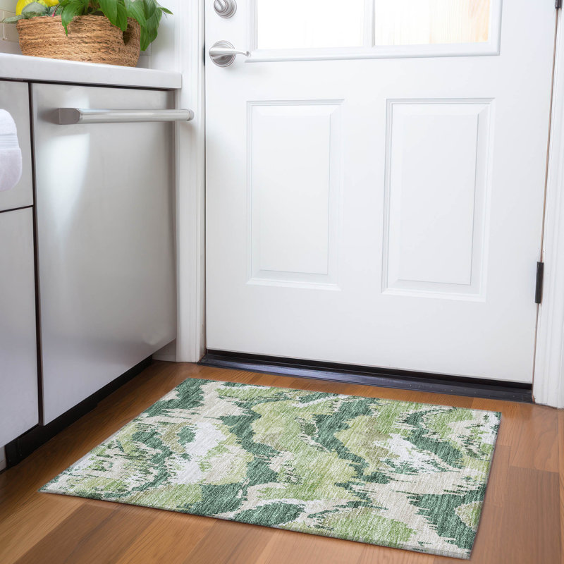 Malek Washable Abstract Indoor / Outdoor Rug, Rectangle 1'8" x 2'6"