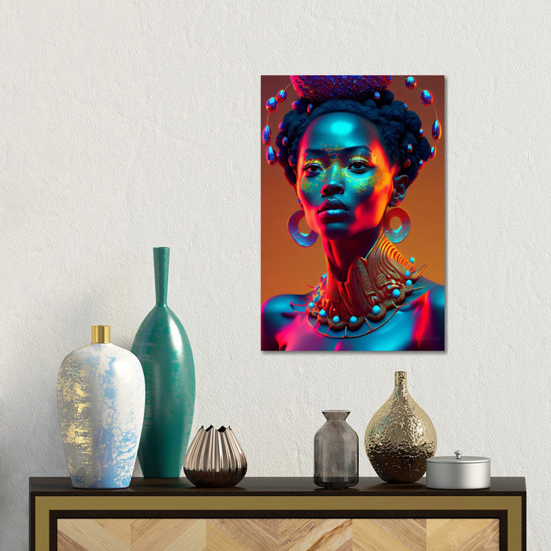 Afrofuturist African Royalty Queen I, Canvas, 18" H x 12" W x 1.5" D