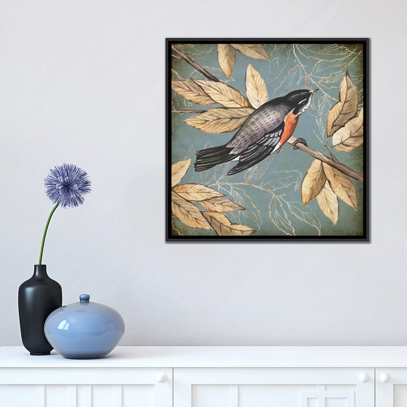 « songbird fable i », impression sur toile, H 18 po x l 18 po x P 1,5 po, Toile avec cadre noir, Pas de tapis
