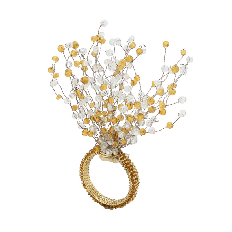 Beaded Design Napkin Ring, Champagne
