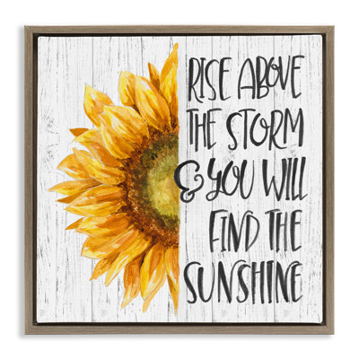 «Find Sunshine Motivational Sunflower», art mural encadré flottant par Patricia Pinto
